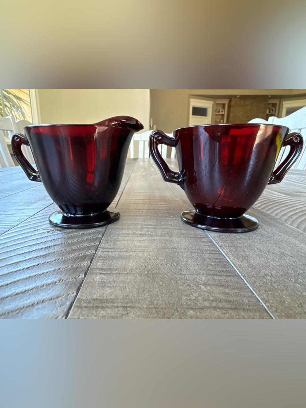 Vintage Anchor Hocking Royal Ruby Red Creamer & Sugar Set